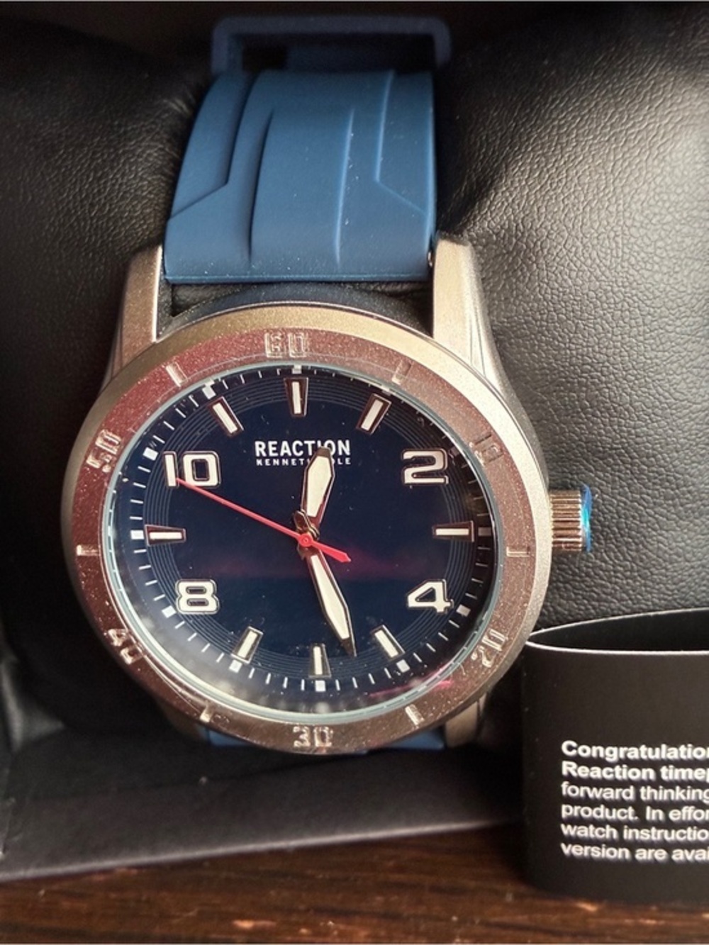 Kenneth Cole Reaction Blue Dial Watch with Blue Silicone Strap